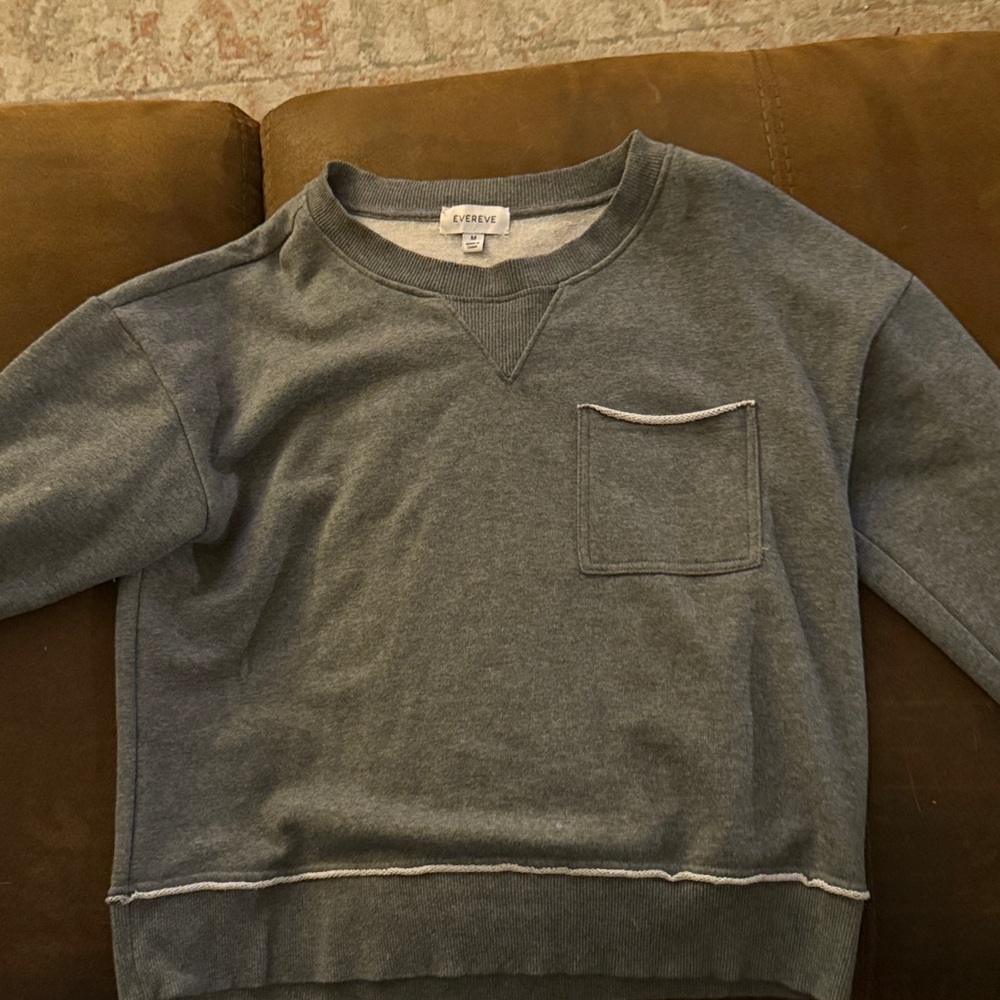 Evereve women's  Slate Gray Pocket Crewneck Sweater